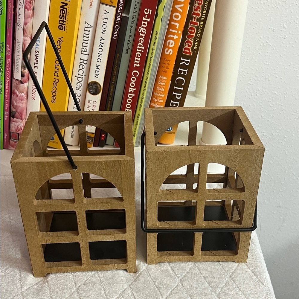 Wooden Lantern Candle Holders set of 2